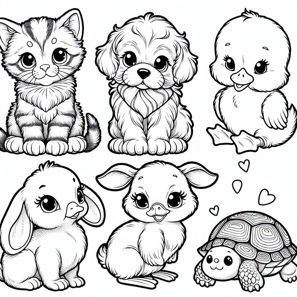 Coloring Page Adorable Animal Color Page for Kids