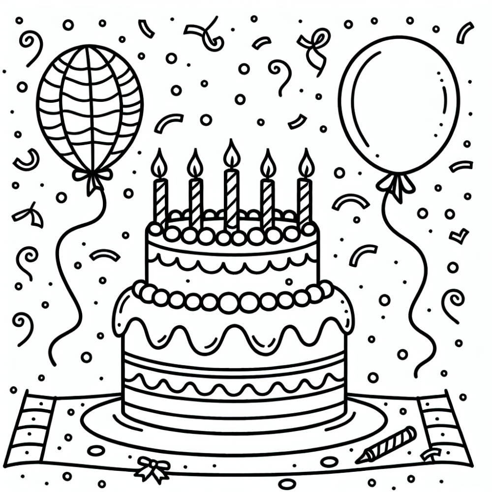 Coloring Page: Birthday Cake Color Page for Kids