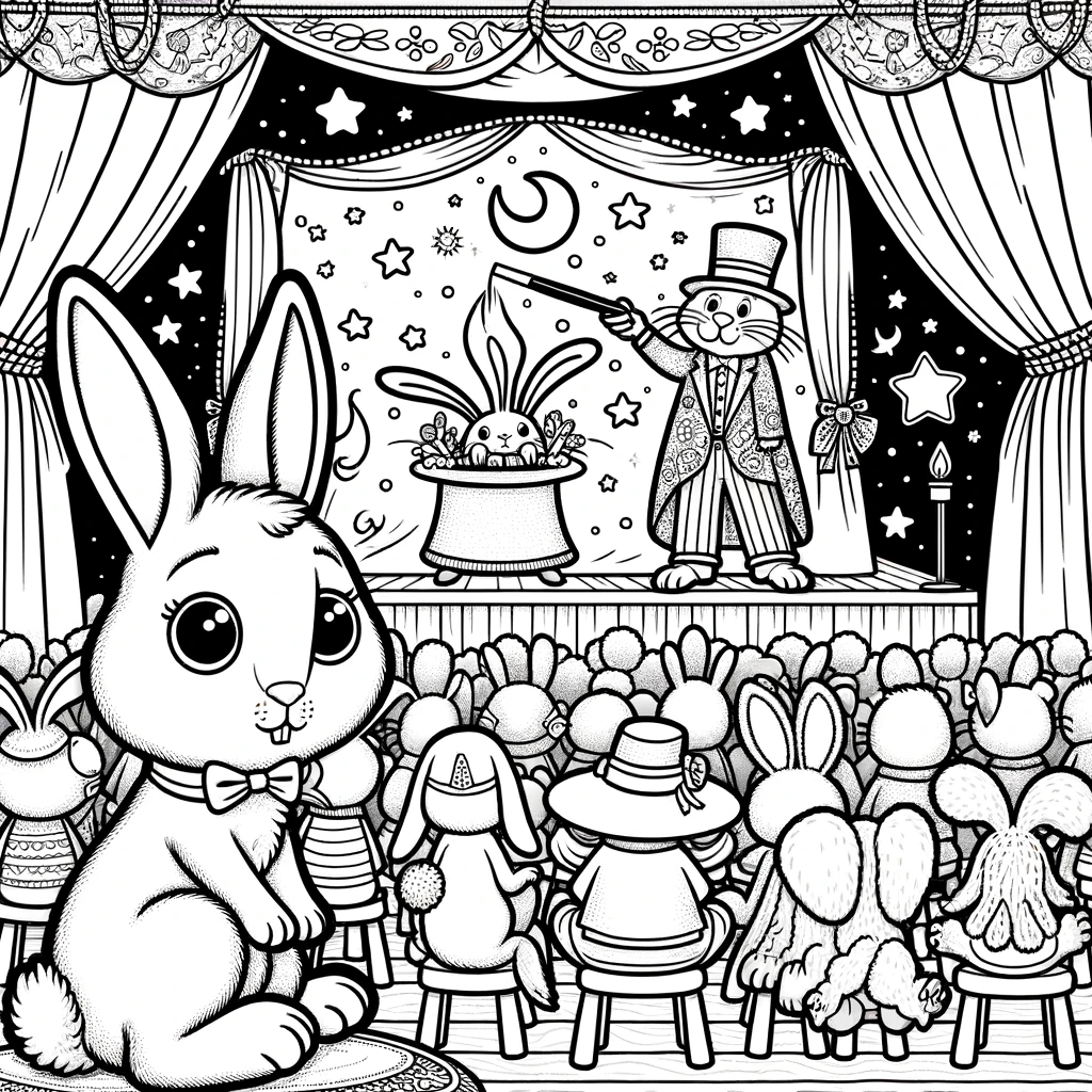 Colorful magic show color sheet for kids