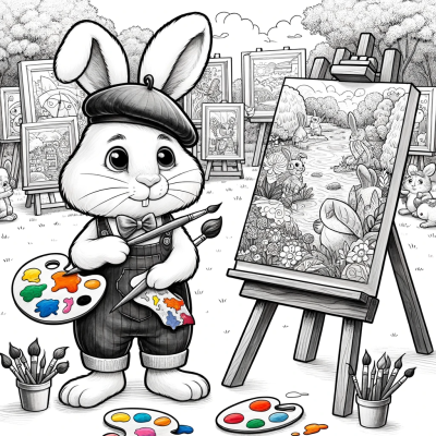 Coloring Page: Artistic Rabbit Color Page for Kids - Creative Coloring Fun