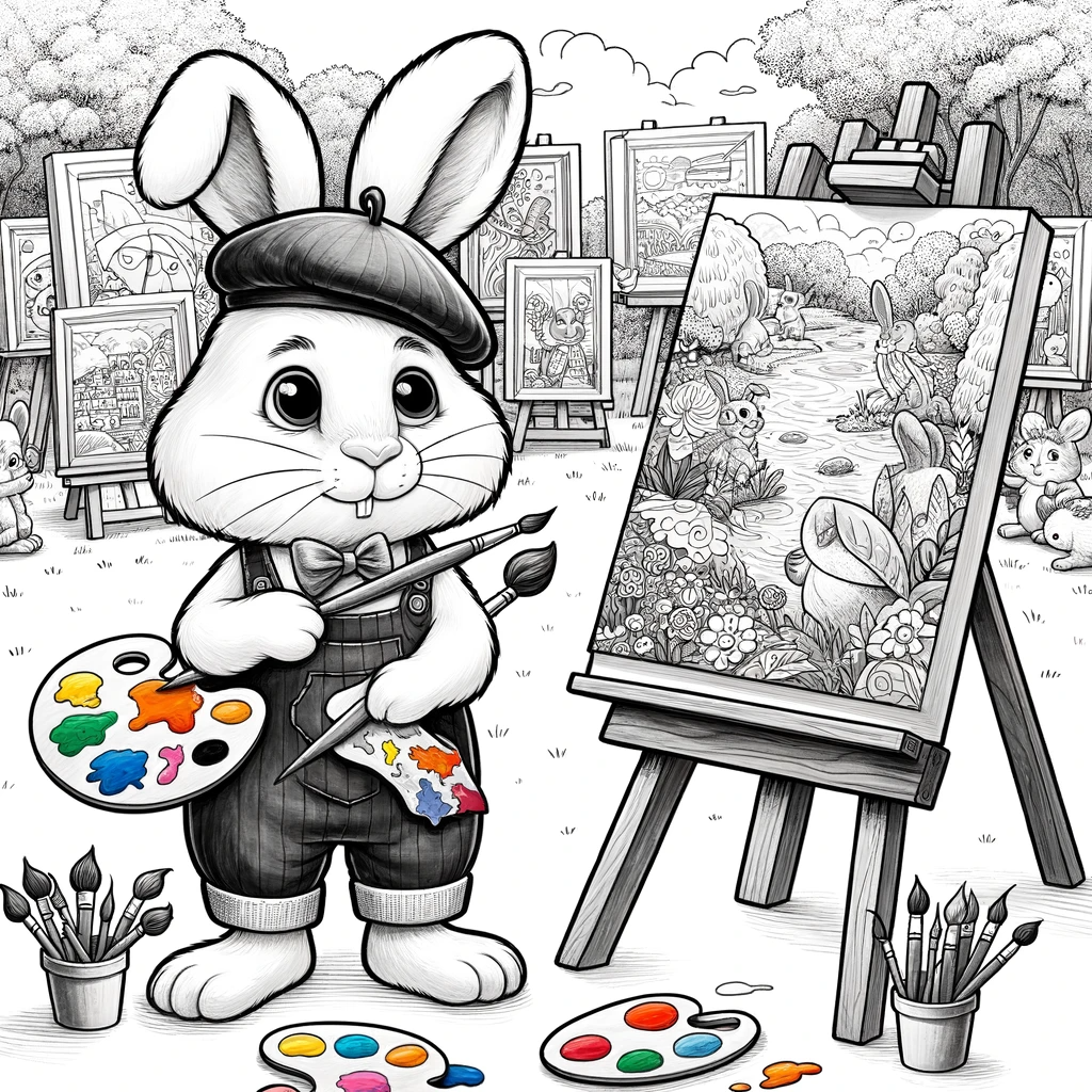 Artistic rabbit color sheet for kids
