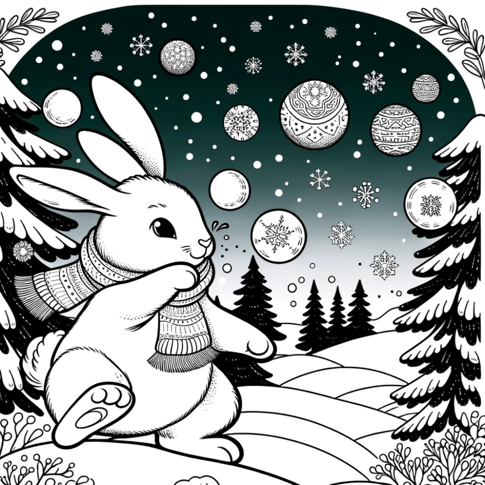 Coloring Page: Winter Rabbit Color Page for Kids Artistic Fun and Learning