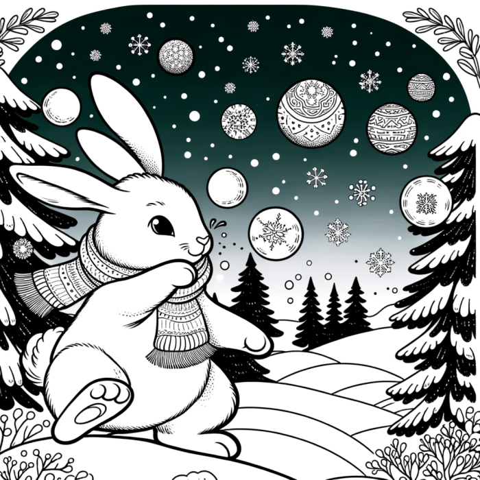 Coloring Page: Winter Rabbit Color Page for Kids Artistic Fun and Learning