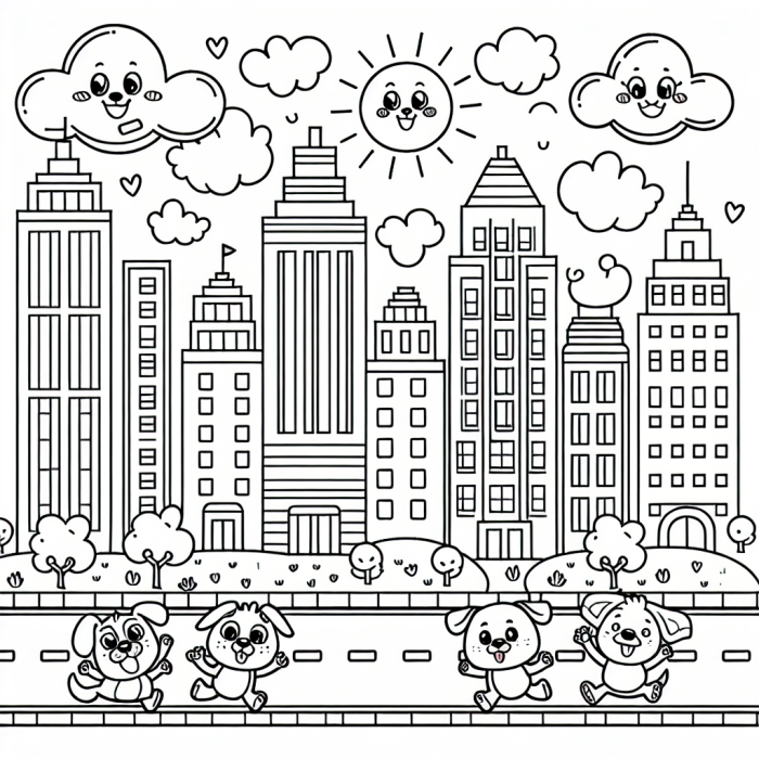 Free city coloring page Color Book - 15 Coloring Pages - Explore Our