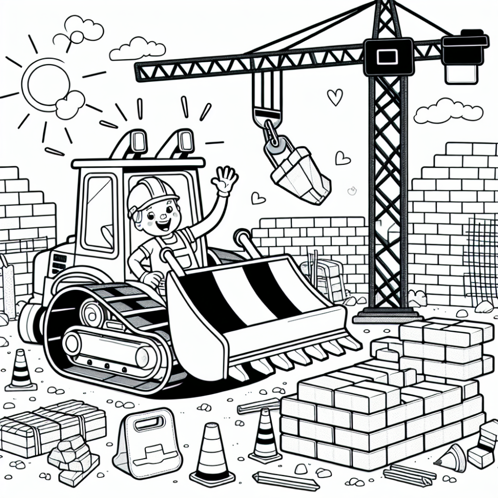 Free construction site coloring - Cheerful Worker Driving Construction Vehicle 1000x1000 Crop 