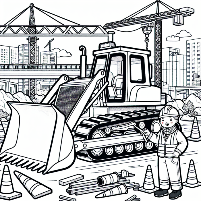 Coloring Page: Engaging Color Page for Kids: Construction Scene