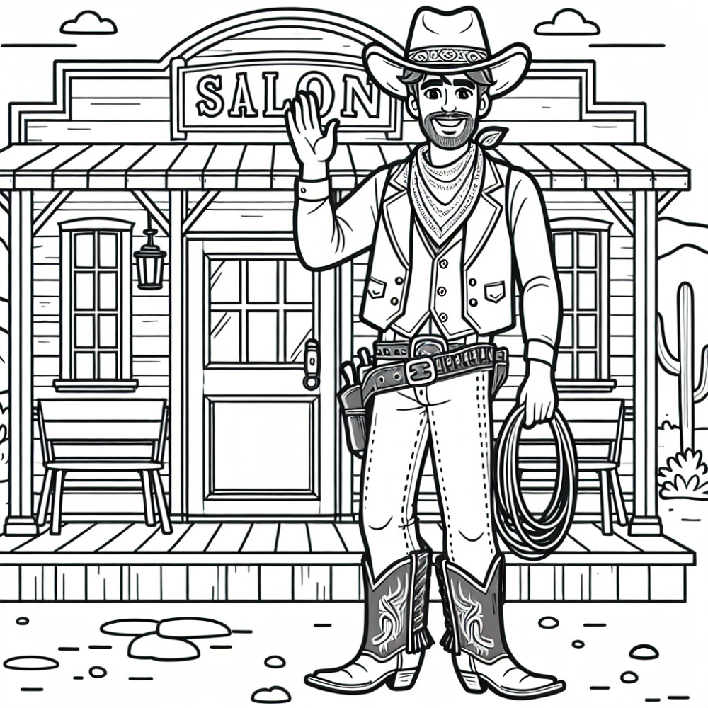 Coloring Page: Wild West Cowboy Color Page for Kids
