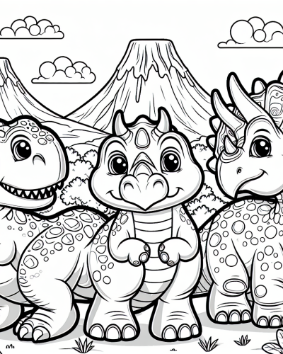 A fun and educational dinosaur color sheet, perfect for kids eager to learn and develop coloring skills.