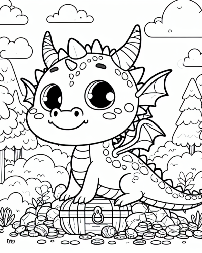 Adorable baby dragon color sheet, perfect color page for kids to develop skills