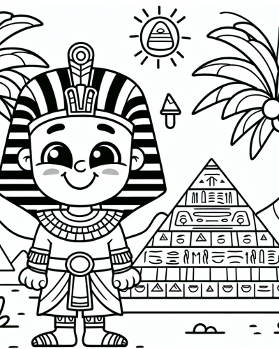 Ancient Egypt Pharaoh Color Page, Detailed and Fun Color Sheet for Kids