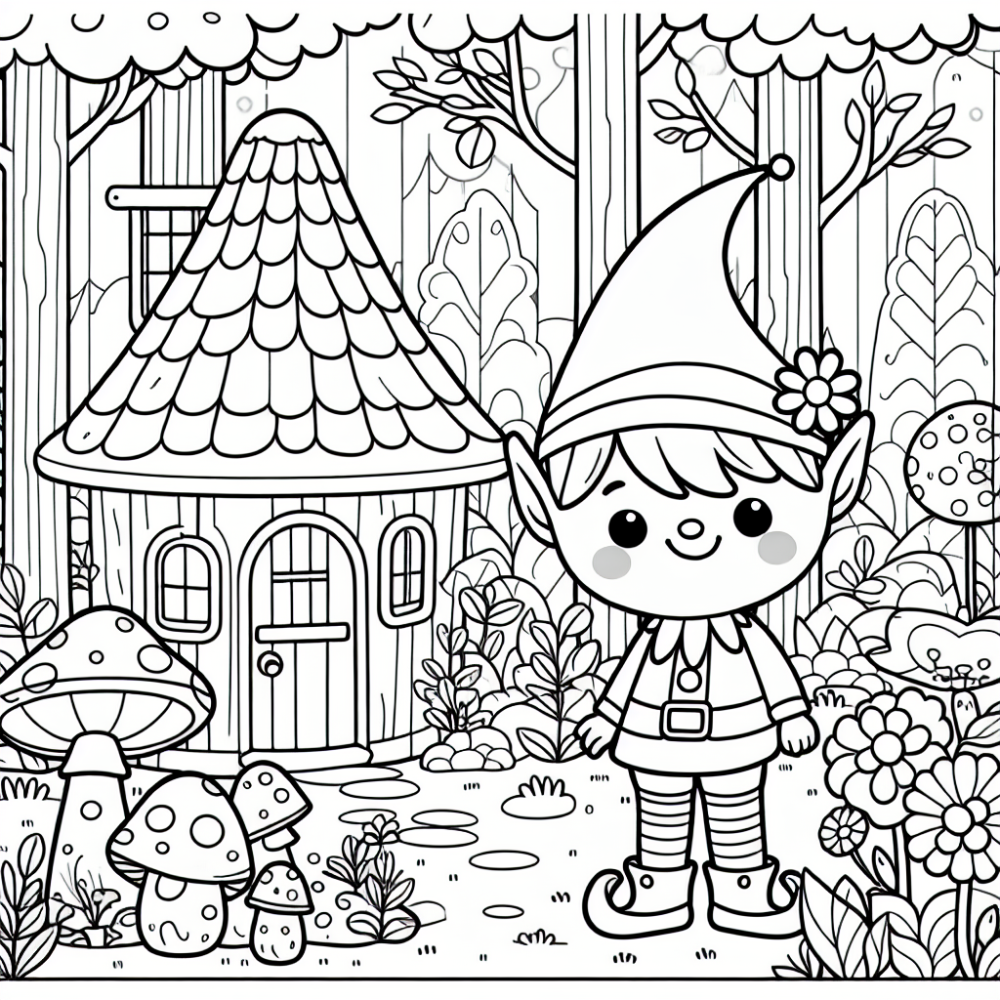 Coloring Page: Enchanting Elf Color Page for Kids