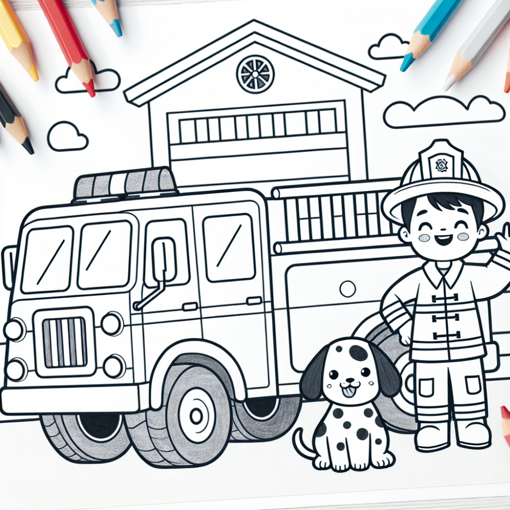 Coloring Page: Exciting Firefighter Color Page for Kids