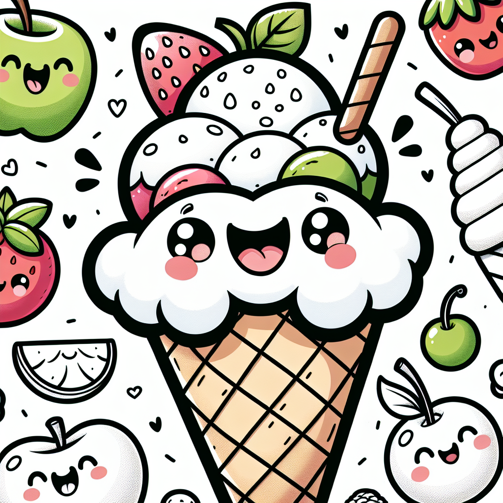 Smiling Ice Cream Color Sheet - Fun Color Page for Kids