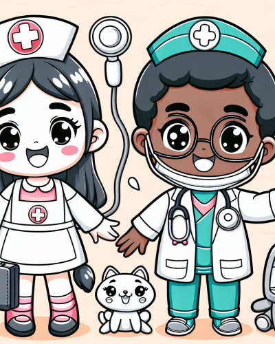 Color Sheet of Doctor and Nurse for Kids� Educational Color Page