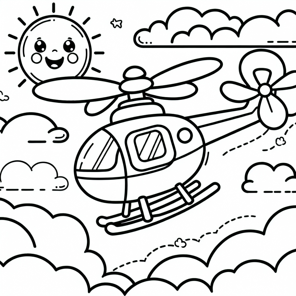 Coloring Page: Fun Helicopter Color Page for Kids