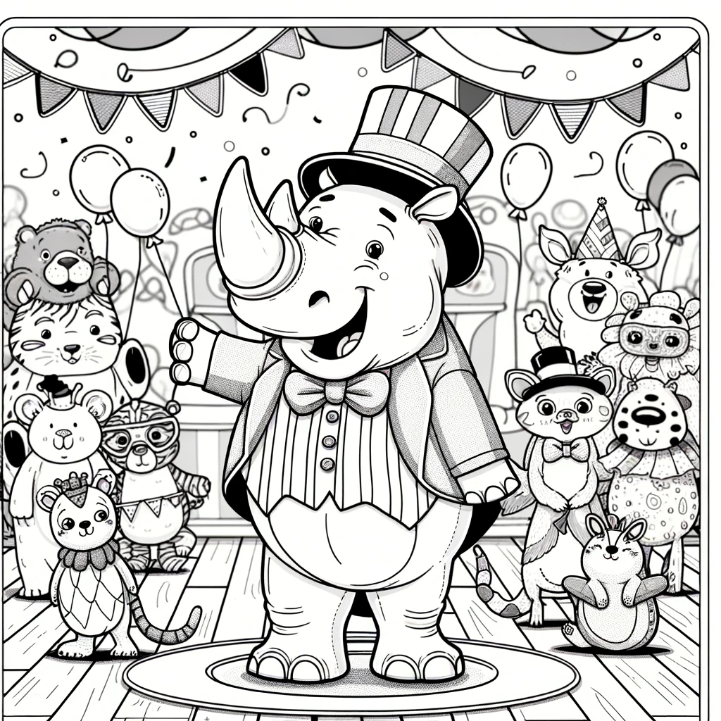 Elephant at Party - Kid's Color Sheet