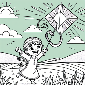 Coloring Page: Joyful Kite Flying - Color Page for Kids