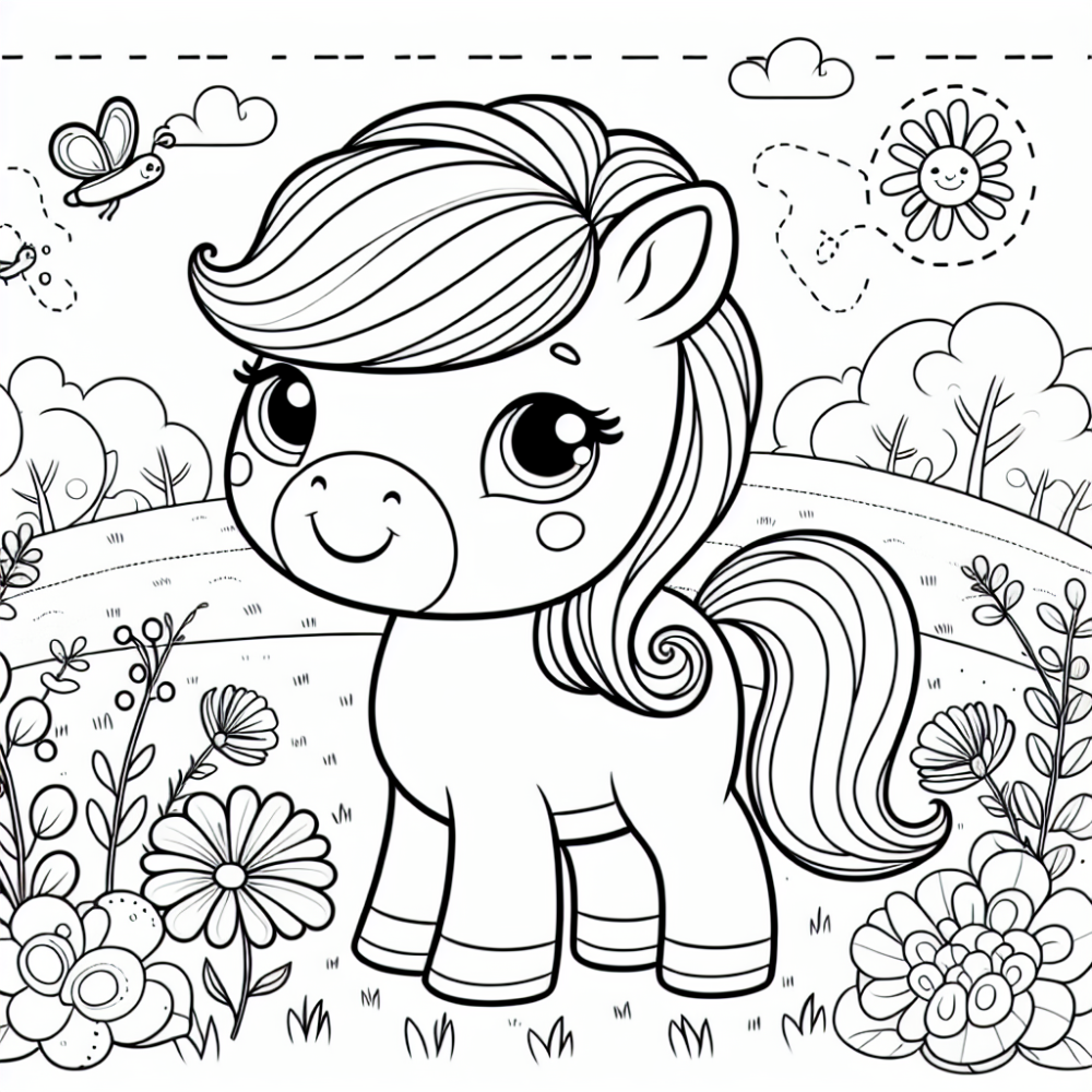 Colouring Ponies Learning Coloring Page: Adorable Pony Color Page for Kids
