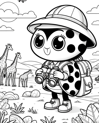 Adventurous character with binoculars color sheet � Educational color page for kids