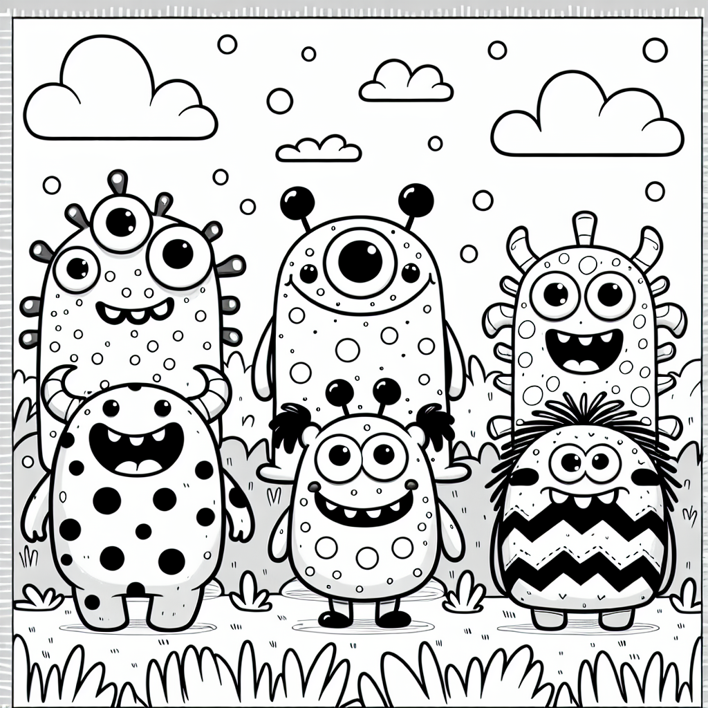 Fun monster color sheet and color page for kids