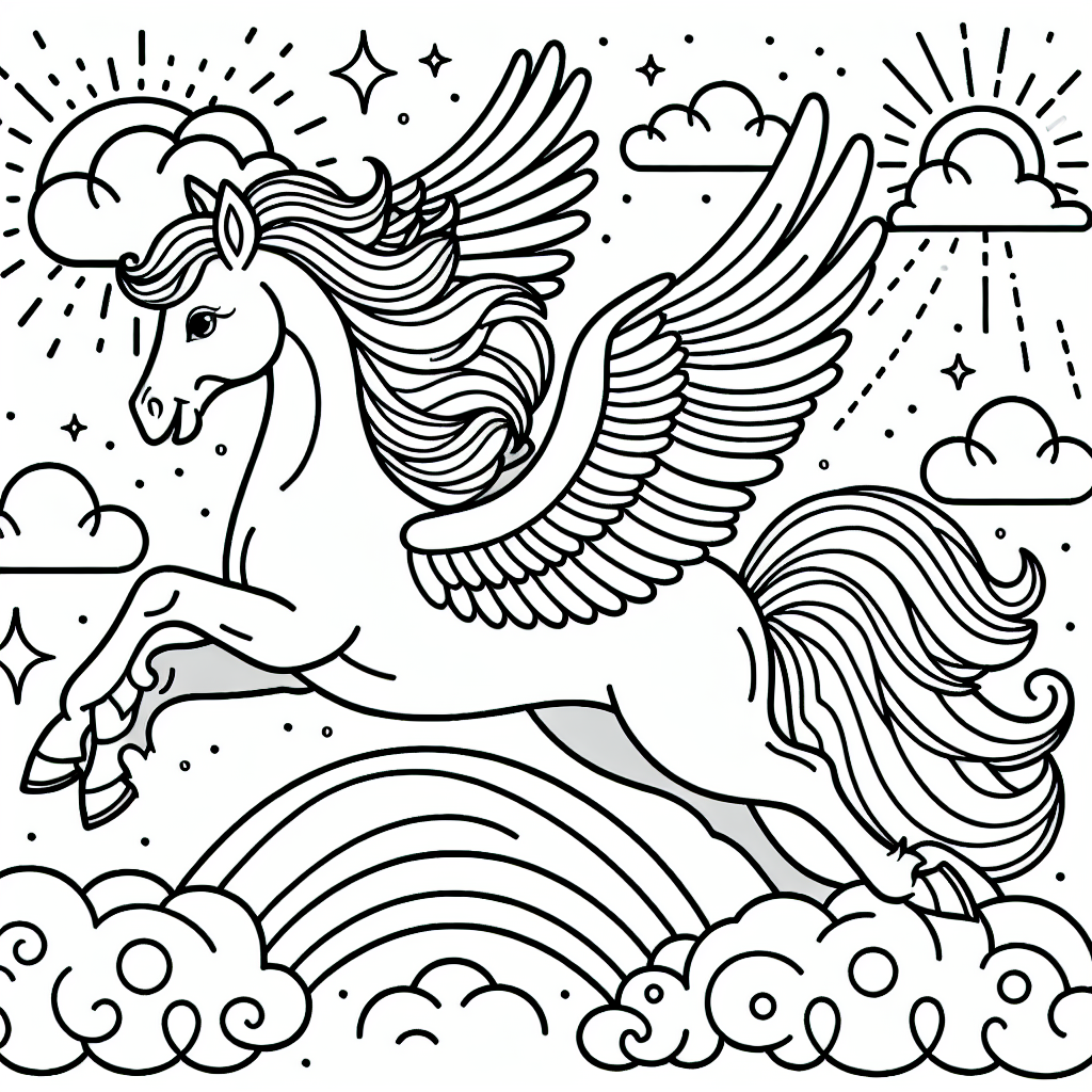 Magical Pegasus color sheet, color page