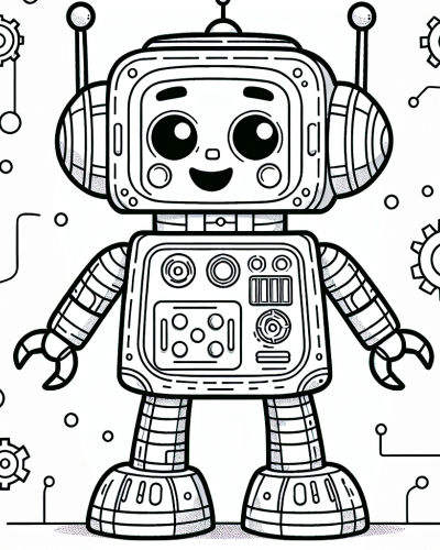 Adorable robot color sheet, color page for kids to enjoy