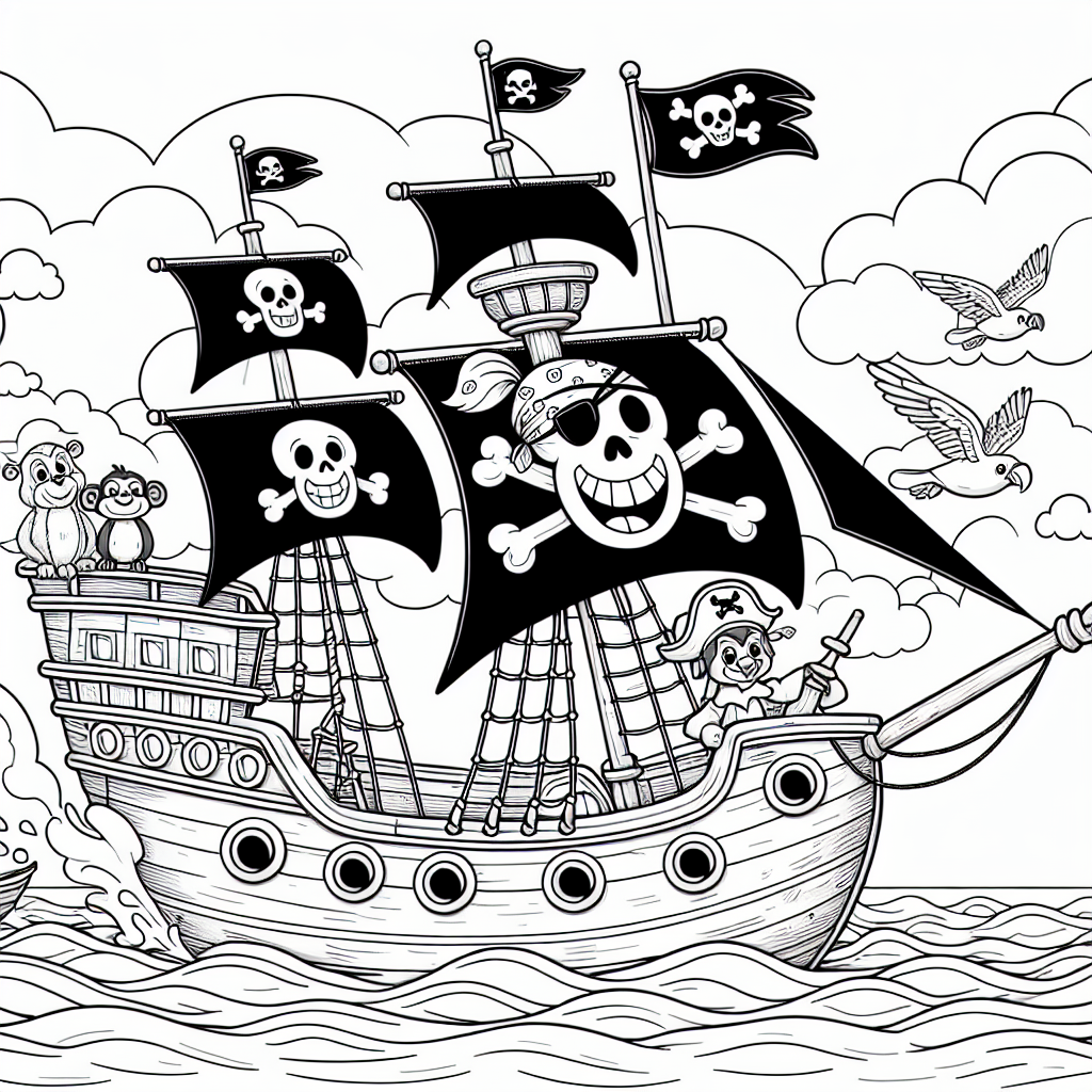 Coloring Page Pirate Ship Color Page for Kids
