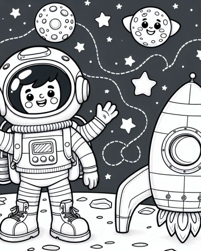 Astronaut Color Sheet, Color Page for Kids