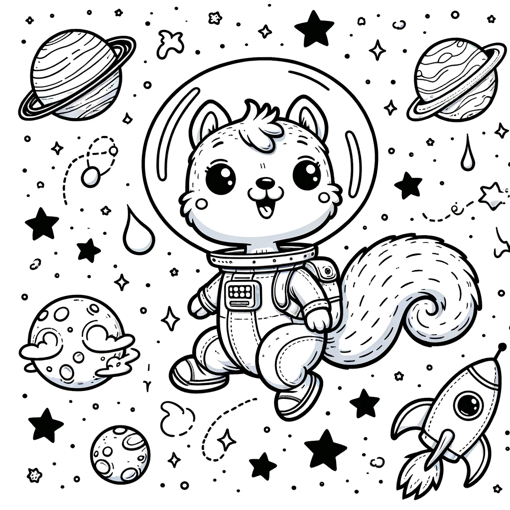 Coloring Page Cosmic Squirrel Astronaut Color Page For Kids coloring-page-cosmic-squirrel-astronaut-color-page-for-kids