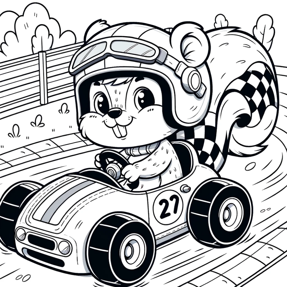 Coloring Page: Exciting Squirrel Race - Color Page for Kids