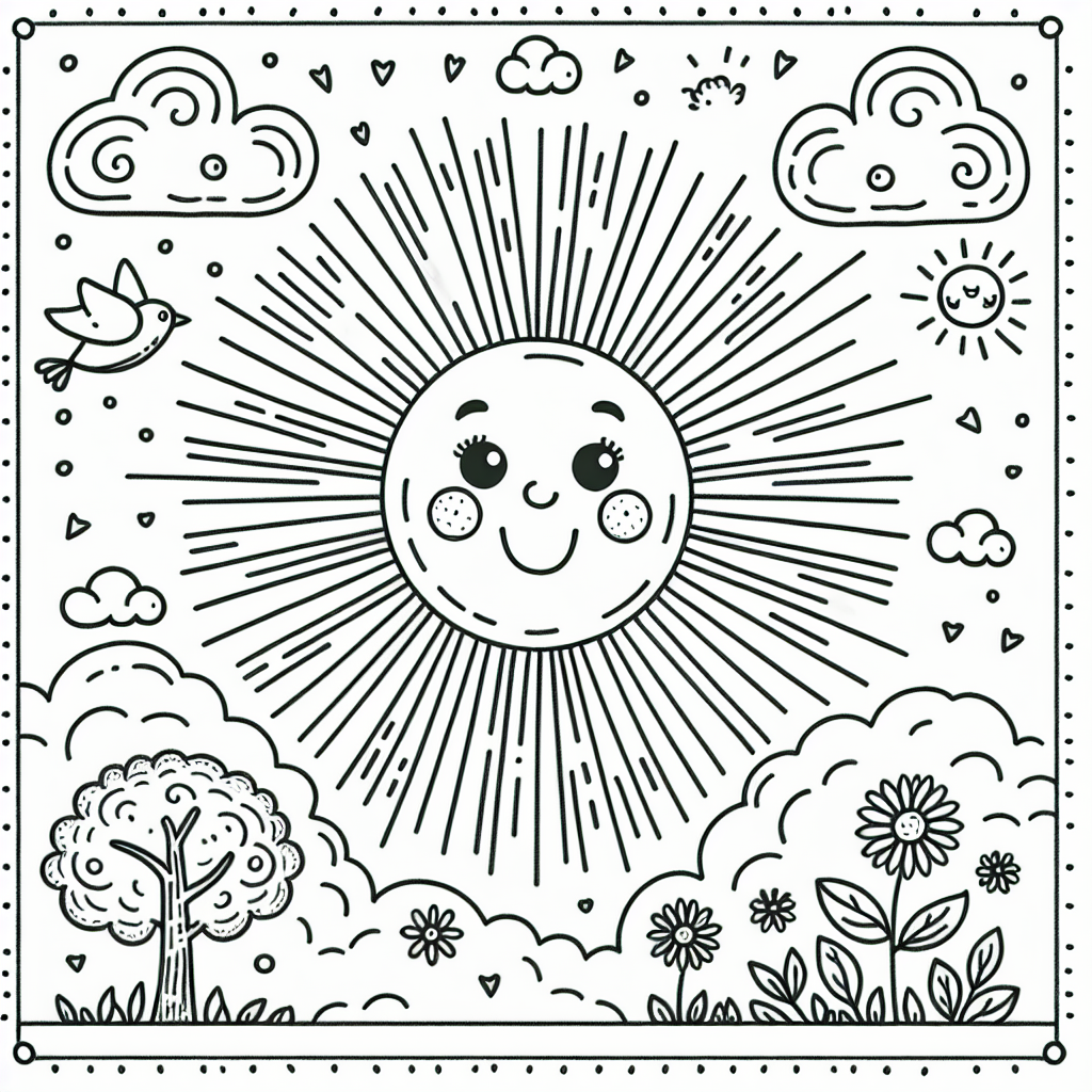 Coloring Page: Bright and Cheerful Sun Color Page for Kids