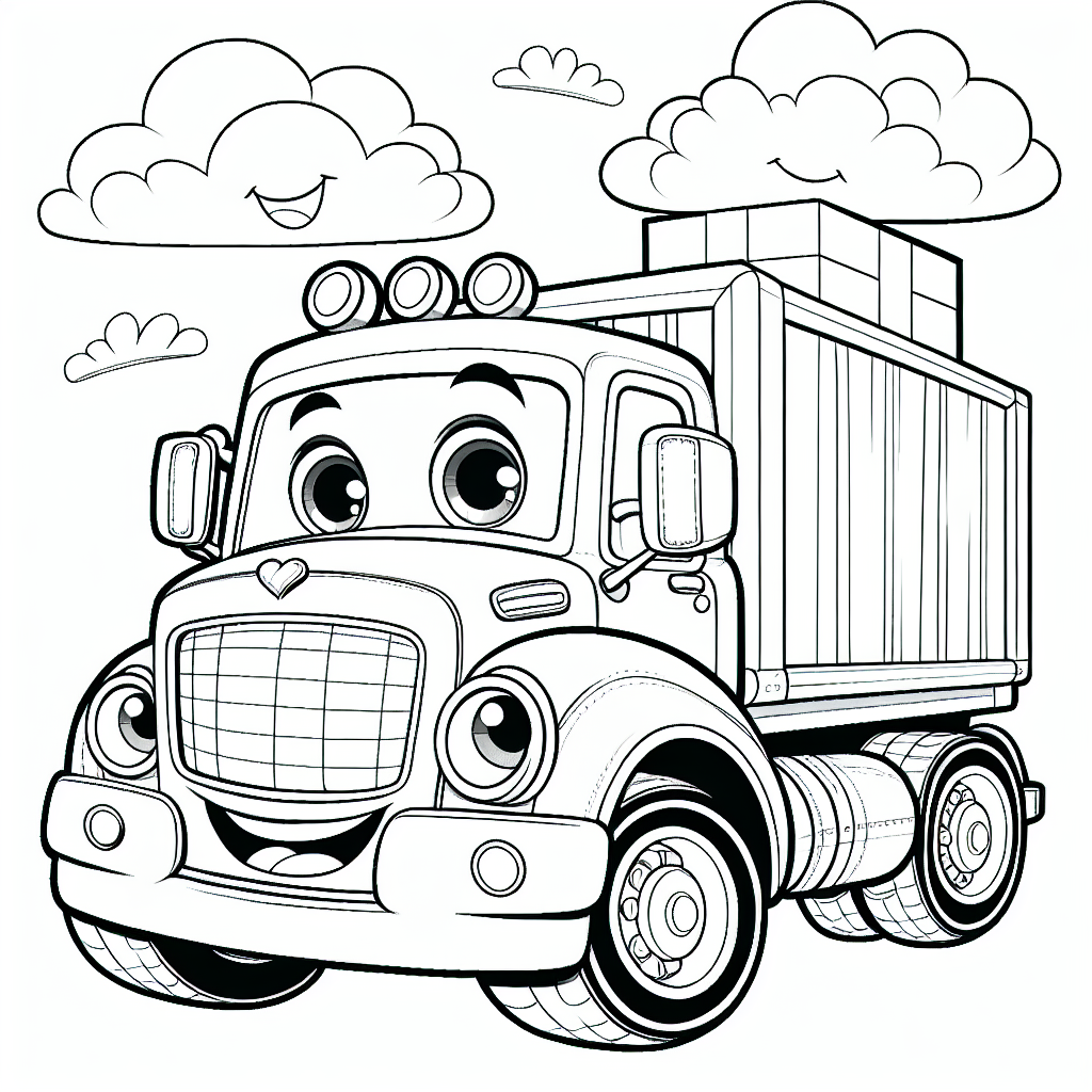 Happy truck color sheet, color page