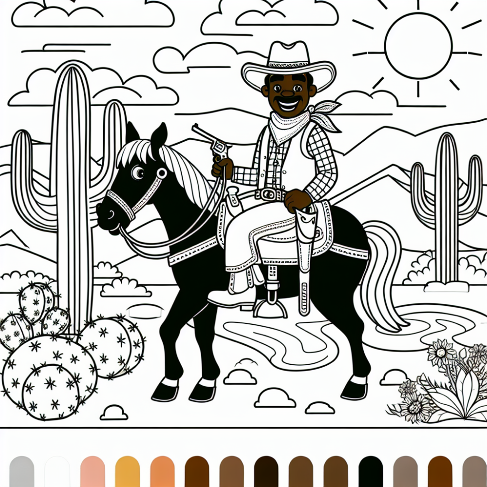 Coloring Page: Fun and Educational Cowboy Riding Horse Color Page for Kids