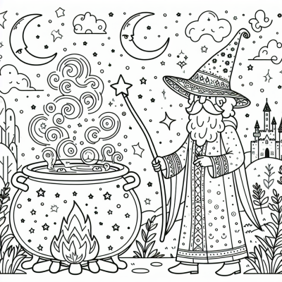 Wizard Using Magic Coloring Page Free wizard coloring page Color Book - 12 Coloring Pages - Explore Our ...