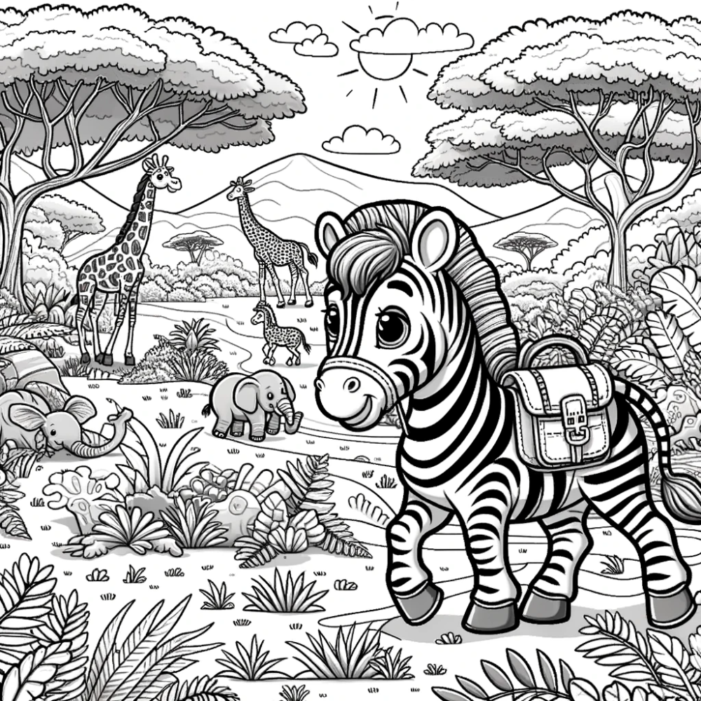 Coloring Page: Safari Adventure - Free Zebra Color Page for Kids